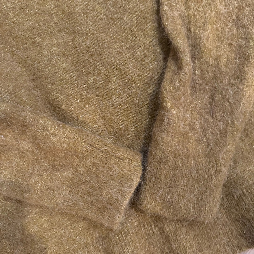H&M Alpaca Wool Blend Sweater Women Medium Caramel Brown Fuzzy Oversized Minimal - Picture 16 of 16